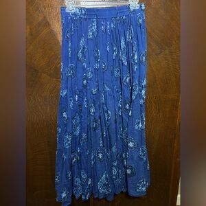 Blue Floral Women's tiered boho Skirt size medium